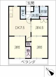 マンション浅井【4階】の間取り