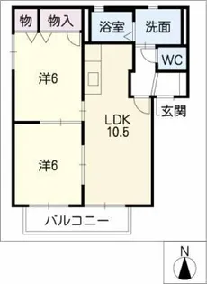 サンシャイン若草B棟【2階】の間取り