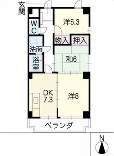 曽池パークハイツ【5階】の間取り