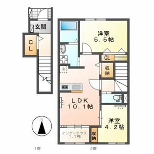 仮)豊山町青山六和新築アパート【2階】の間取り