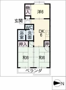 シティマンション千年【2階】の間取り