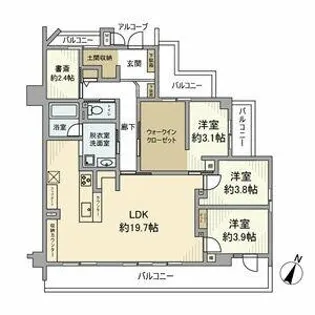 ファミールグラン四ッ谷通 定借2028年11月まで、令和8年2月時点【3階】の間取り