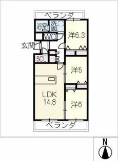 レオーノ一社【3階】の間取り