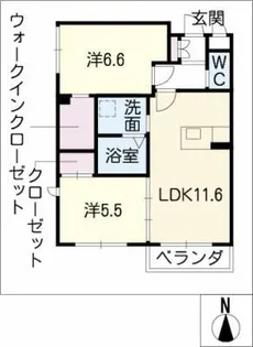 ウイング鶴田【1階】の間取り