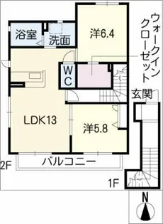 エルマノⅠ【2階】の間取り
