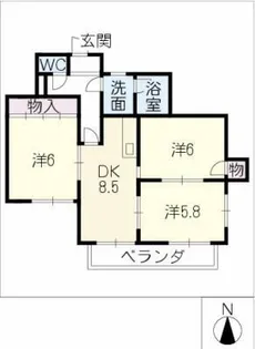 マンション旭ヶ丘【3階】の間取り
