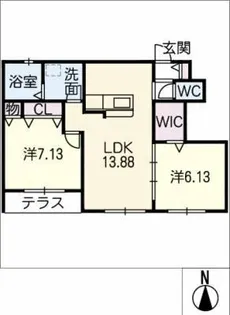 フォンテーヌB【1階】の間取り