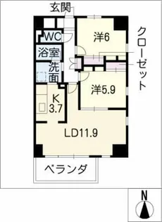 メゾンドボヌール【9階】の間取り