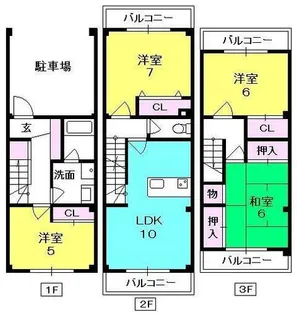 西田町テラスハウス【A号室】の間取り