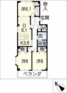 コンフォースみさと A棟【3階】の間取り