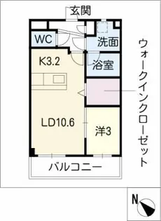 カルディアス大岩B【2階】の間取り