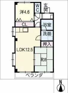 ガーデンハイツ長島A棟【2階】の間取り