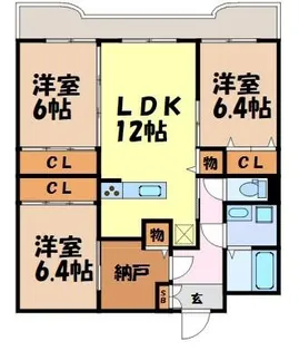 ふぁみーゆ月見坂【3階】の間取り