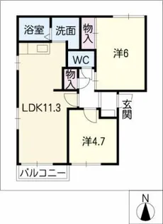 ファインビレッジB棟【2階】の間取り