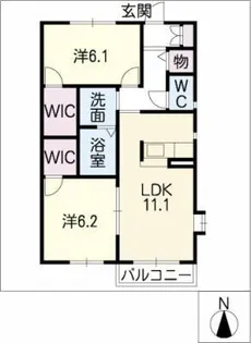 ピュアパルクシクーザB棟【2階】の間取り
