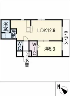 アジュールこいの坂【1階】の間取り