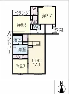 エバンジェリスト【1階】の間取り