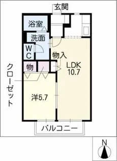 スパシーバB棟【2階】の間取り