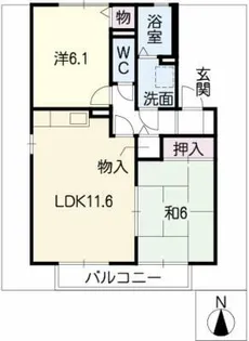 クレストコート富木島【1階】の間取り