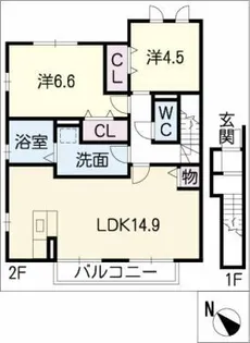 梵・梵【2階】の間取り