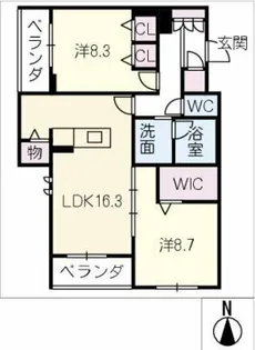 プレミアス御幸【2階】の間取り