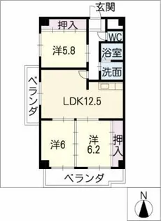 アートヒルズ東天王【1階】の間取り