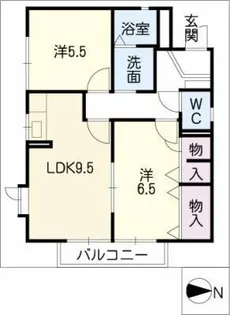 ジュネス神山【1階】の間取り