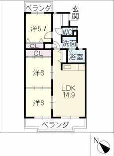 シティライフ弥富ヶ丘【2階】の間取り