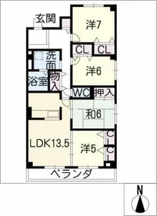 三渓ヒルズ A棟【2階】の間取り