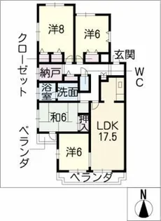 三渓ヒルズ C棟【1階】の間取り