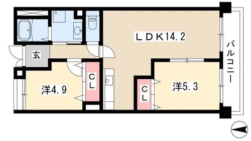 ユーハウス鶴舞Ⅱ【302号室】の間取り