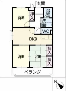 ウィング鳴海【1階】の間取り