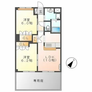 フィールドピア E【102号室】の間取り