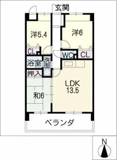 クレアーレ浅井【3階】の間取り