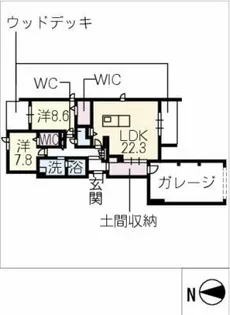 白壁 THE GARDEN【1階】の間取り