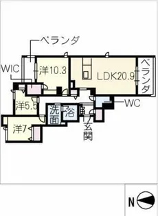 白壁 THE GARDEN【3階】の間取り