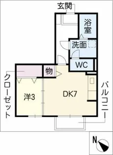 グランコール古見B【1階】の間取り