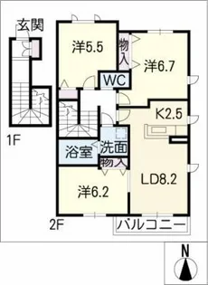 ディアコート相見A【2階】の間取り