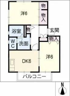 サンハウス B棟【1階】の間取り