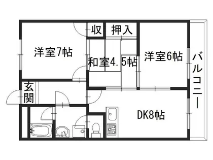 ロココ桂【3B号室】の間取り