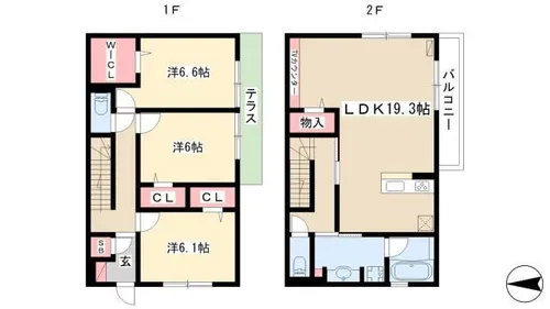 愛知県名古屋市中川区江松1丁目【一戸建】の間取り