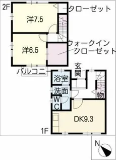 グレイストウフジ滝ノ水A棟【2階】の間取り