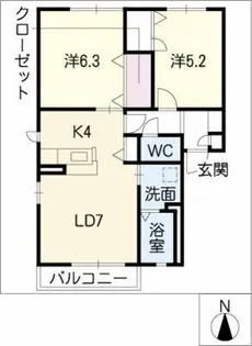 ヴィラージュ紫陽花A【2階】の間取り
