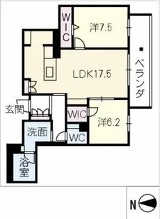 カーサ グリシーナ 北原【2階】の間取り