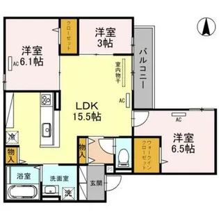 Clashist清水丘 East【102号室】の間取り