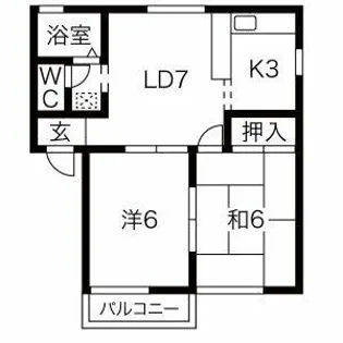 ゴールドハイツA・B棟【B202号室】の間取り