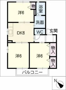 ジュネス B棟【1階】の間取り
