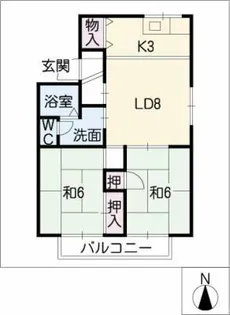 CHATEAU DEパル三軒【2階】の間取り