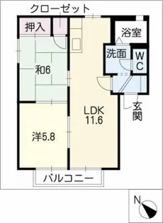 ファミール羽根C棟【1階】の間取り