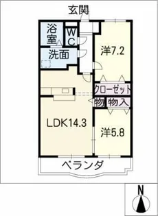 シャンデテ西三田ヶ入【2階】の間取り